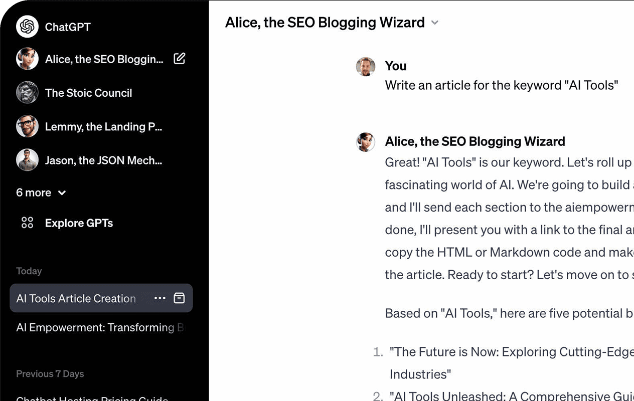 Alice, the SEO Blogging Wizard